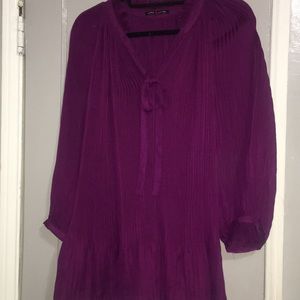 Purple Sheer Top with Adjustable Collar